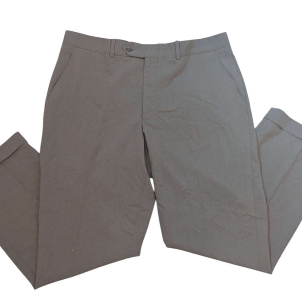 Pure New Wool Dress Pants Mens 37x31 Gray‎ Trousers Business Casual